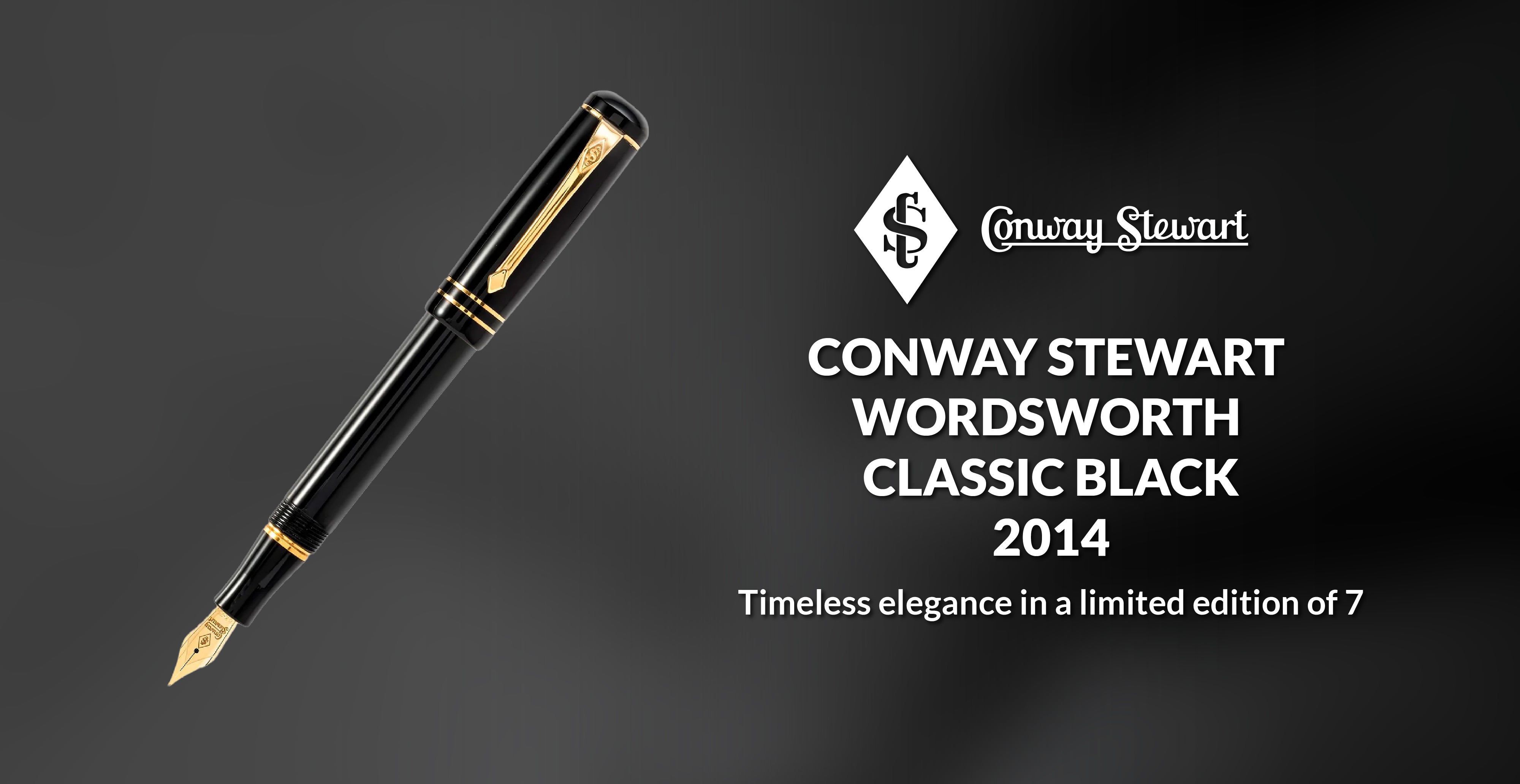 限定版Conway Stewart Wordsworth古典的な黒の噴水のペン