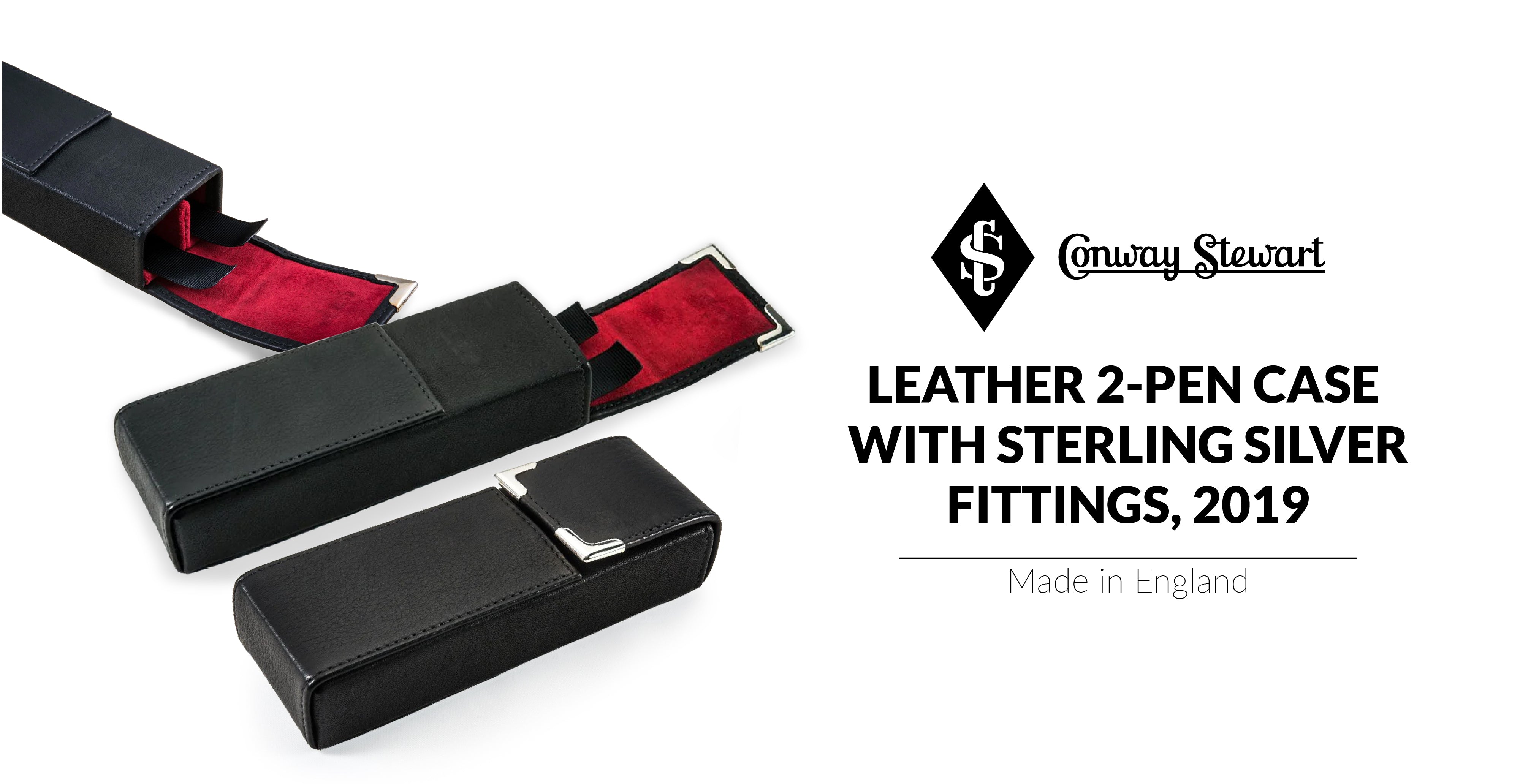 Leather 2-pen case with Sterling Silver Fittings, 2019 Leather 2-pen case with Sterling Silver Fittings, 2019