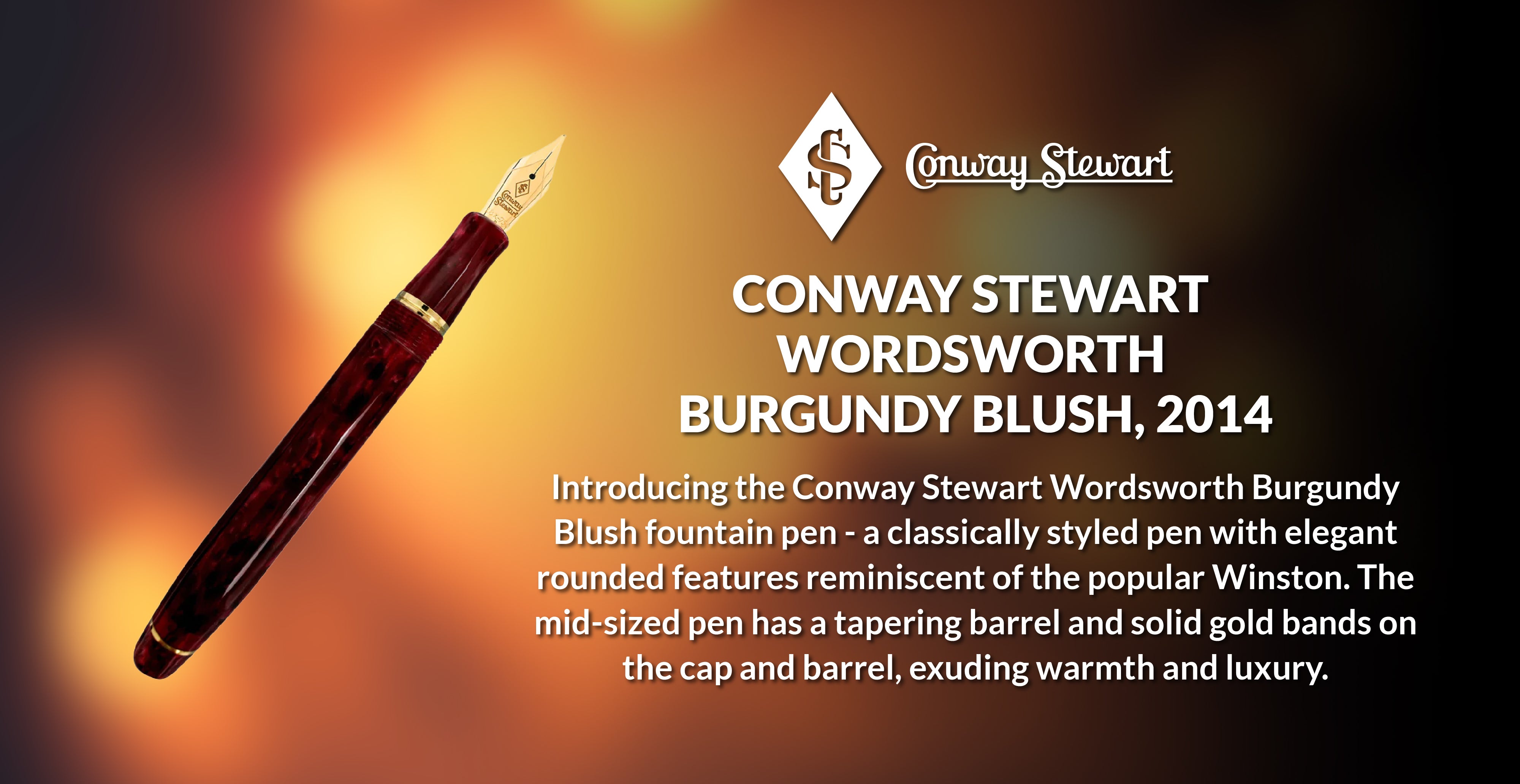 Conway Stewart Wordsworth Burgundy Blush 噴水 ペン - 限定版 | Conway Stewart