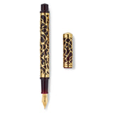 Henry Simpole Myrtle Vermeil fountain pen uncapped beside its cap, 18ct gold Conway Stewart nib