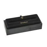 Open black Conway Stewart presentation box with velvet pen tray, shown empty