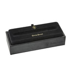 Conway Stewart pen presentation box, black case with gold branding, shown closed